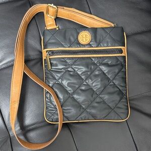 Tory Burch Quilted Black and Tan Crossbody Bag